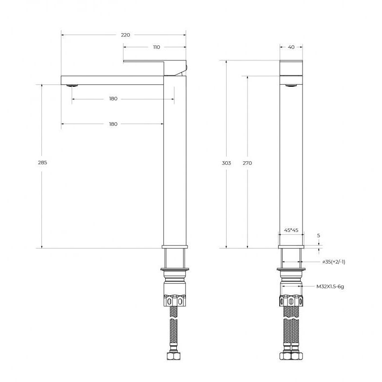 Смеситель для накладной раковины Cezares (Цезарис) однорычажный, без донного клапана, оружейная сталь SLIDER-LC-GM-W0
