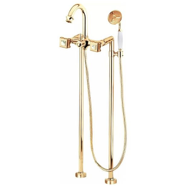 Напольный Смеситель для ванны Cezares (Цезарис) с ручным душем, исполнение золото, ручки Swarovski APHRODITE-VDP-03/24-Sw