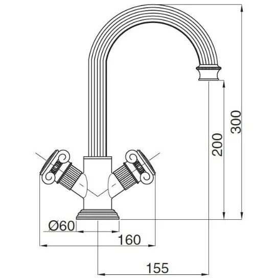 Смеситель на раковину Cezares (Цезарис) с донным клапаном, исполнение хром, ручки Шар APHRODITE-LS2-01-M