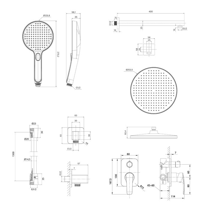Душевая система IDDIS (ИДДИС) Optima Home с тропическим и ручным душем, черный матовый OPHBL02i67
