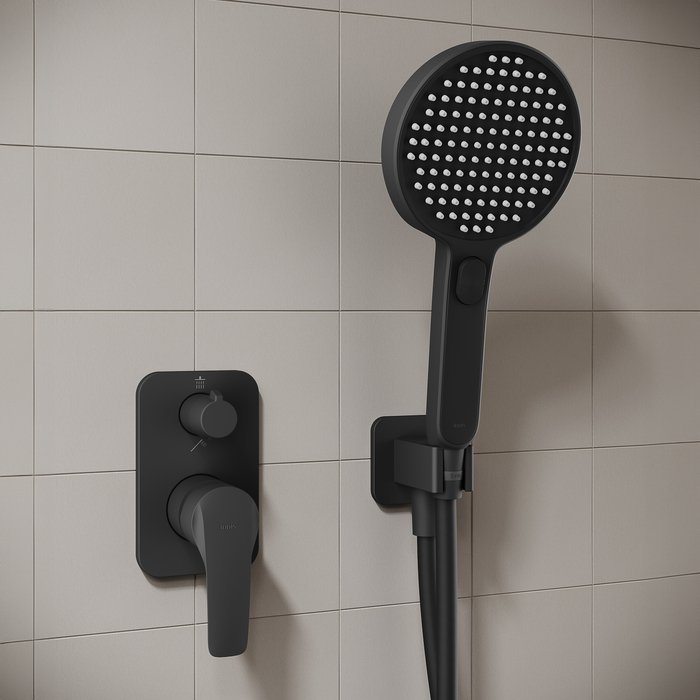 Душевая система IDDIS (ИДДИС) Optima Home с тропическим и ручным душем, черный матовый OPHBL02i67