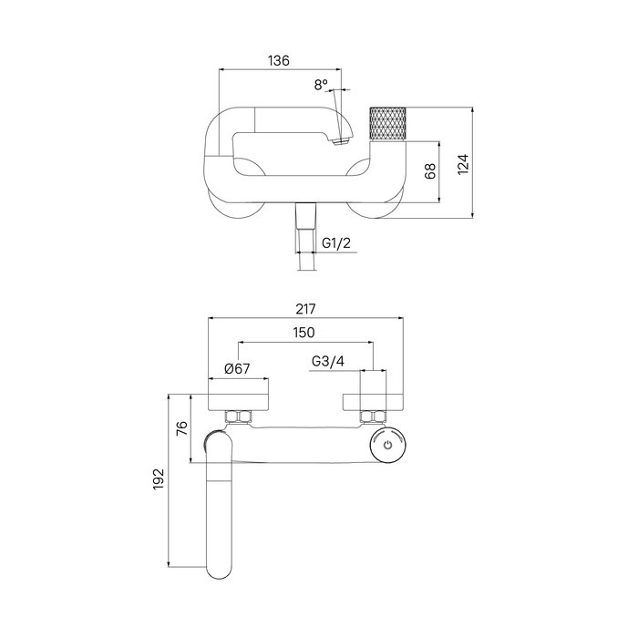 Смеситель для ванны IDDIS (ИДДИС) Twist с управлением Push Control, хром TWISBBTi02WA