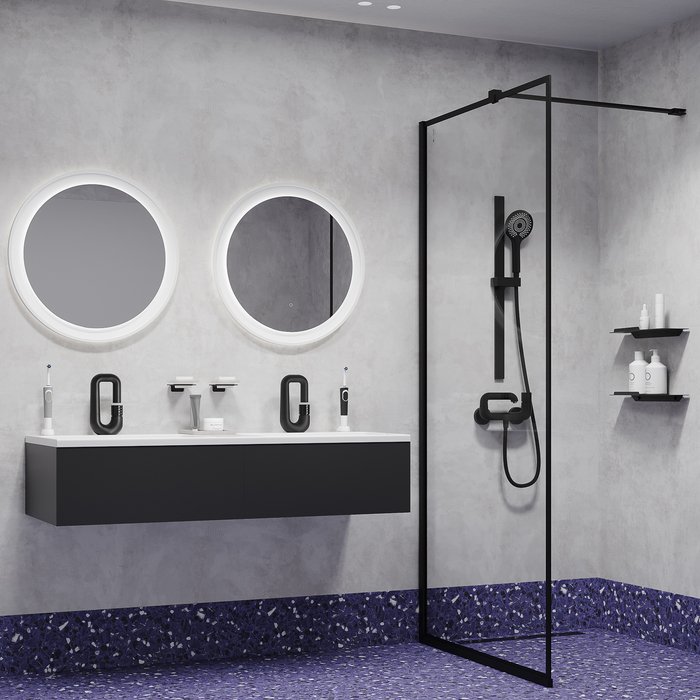 Смеситель для ванны IDDIS (ИДДИС) Twist с управлением Push Control, черный матовый, TWIBLBTi02WA