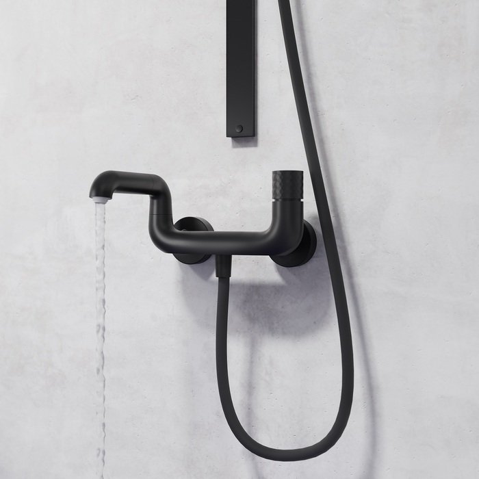 Смеситель для ванны IDDIS (ИДДИС) Twist с управлением Push Control, черный матовый, TWIBLBTi02WA