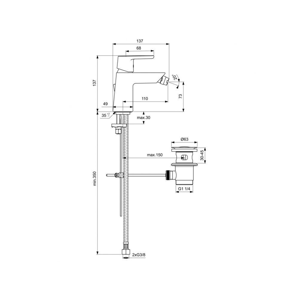 Смеситель для биде Ideal Standard Vito B0456AA хром