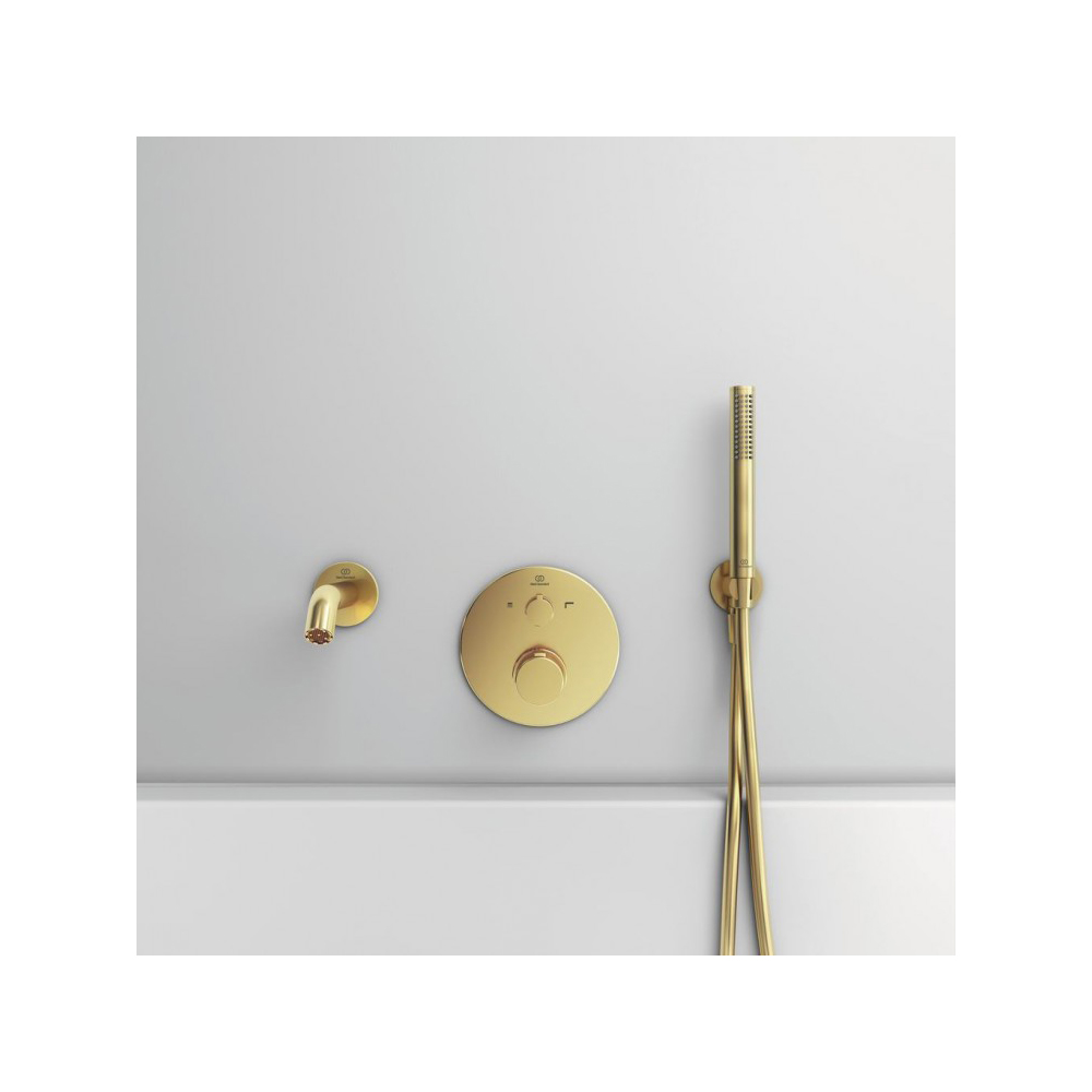 Смеситель для ванны Ideal (Идеал) Standard Ceratherm Т100 термостатический скрытого монтажа A5814A2 Шлифованное Золото