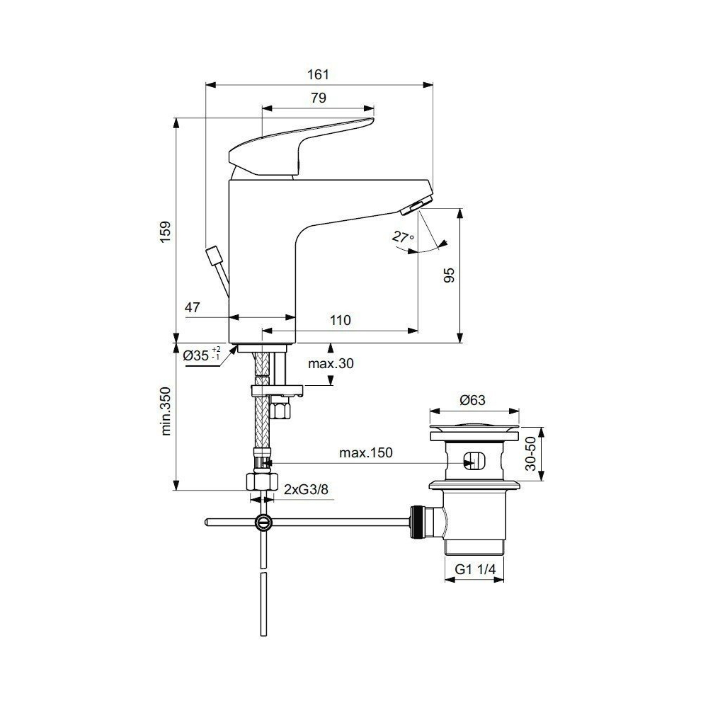 Смеситель для раковины Ideal Standard Ceraflex B1712AA хром