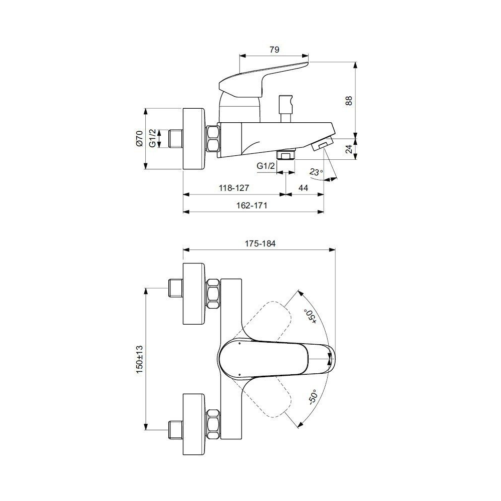 Смеситель для ванны Ideal Standard Ceraflex B1721AA хром