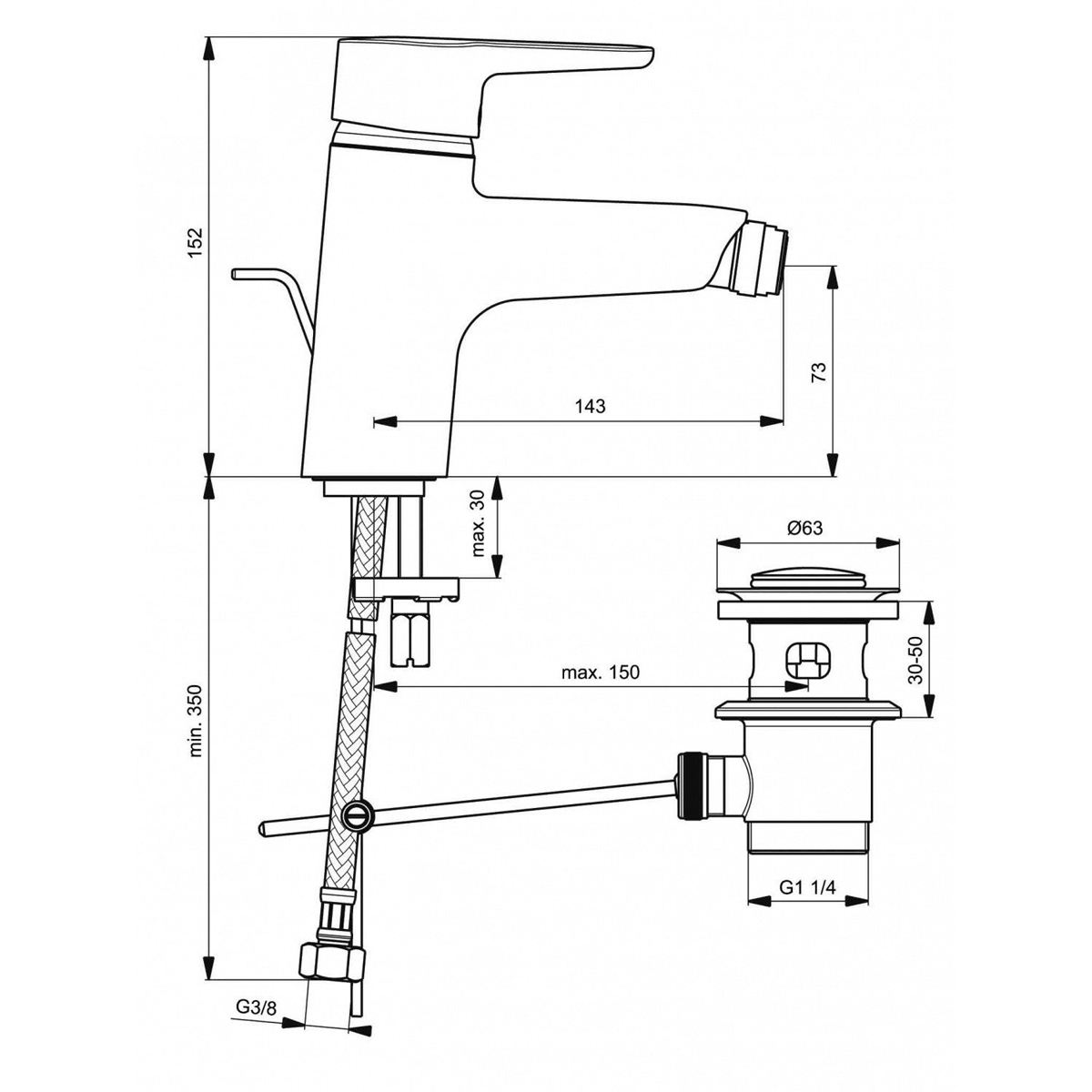 Смеситель для биде Ideal Standard Connect B9920AA хром