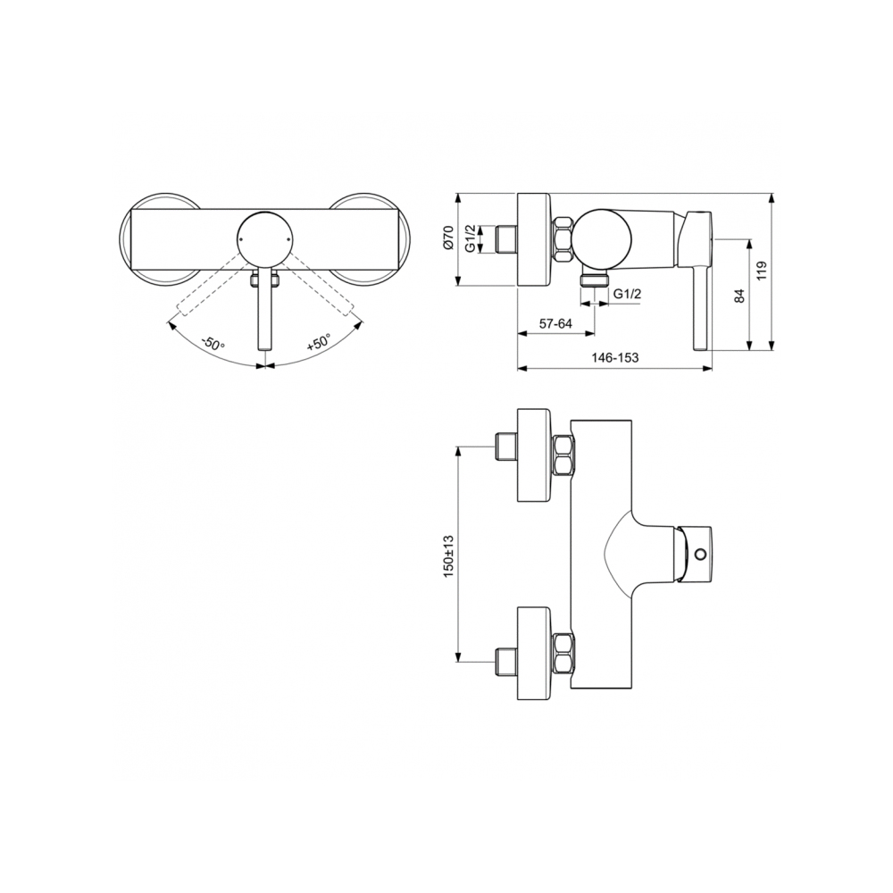 Смеситель для душа Ideal Standard Ceraline BC200AA хром