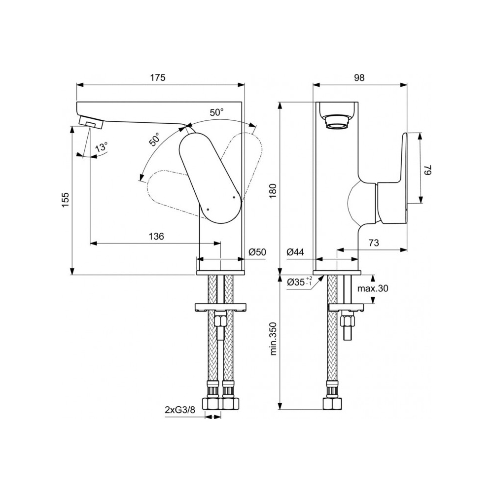 Смеситель для раковины Ideal Standard Cerafine O BC555AA хром