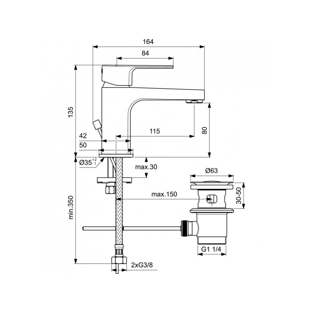 Смеситель для раковины Ideal (Идеал) Standard Cerafine D BC685AA хром