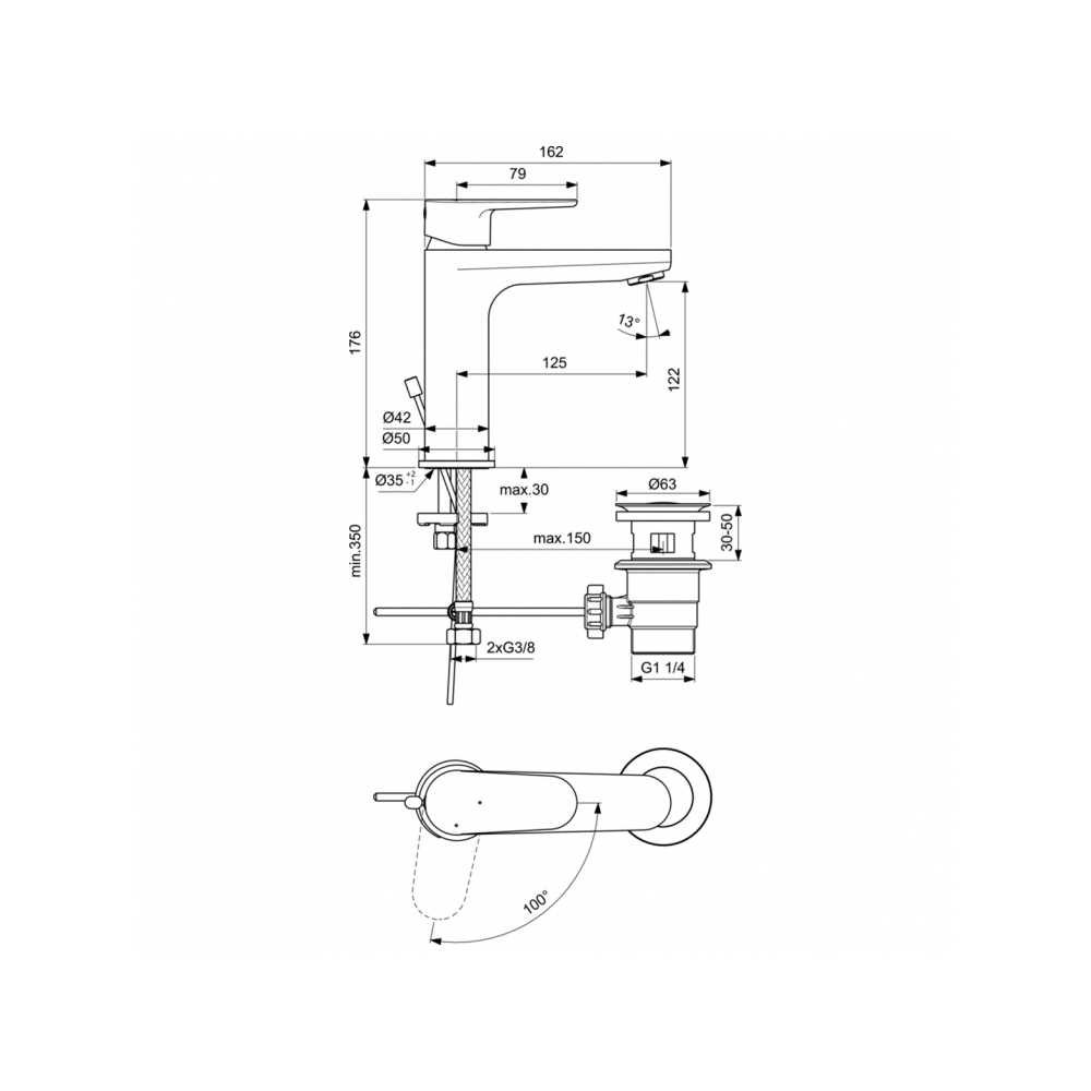 Смеситель для раковины Ideal (Идеал) Standard Cerafine O BC701AA хром