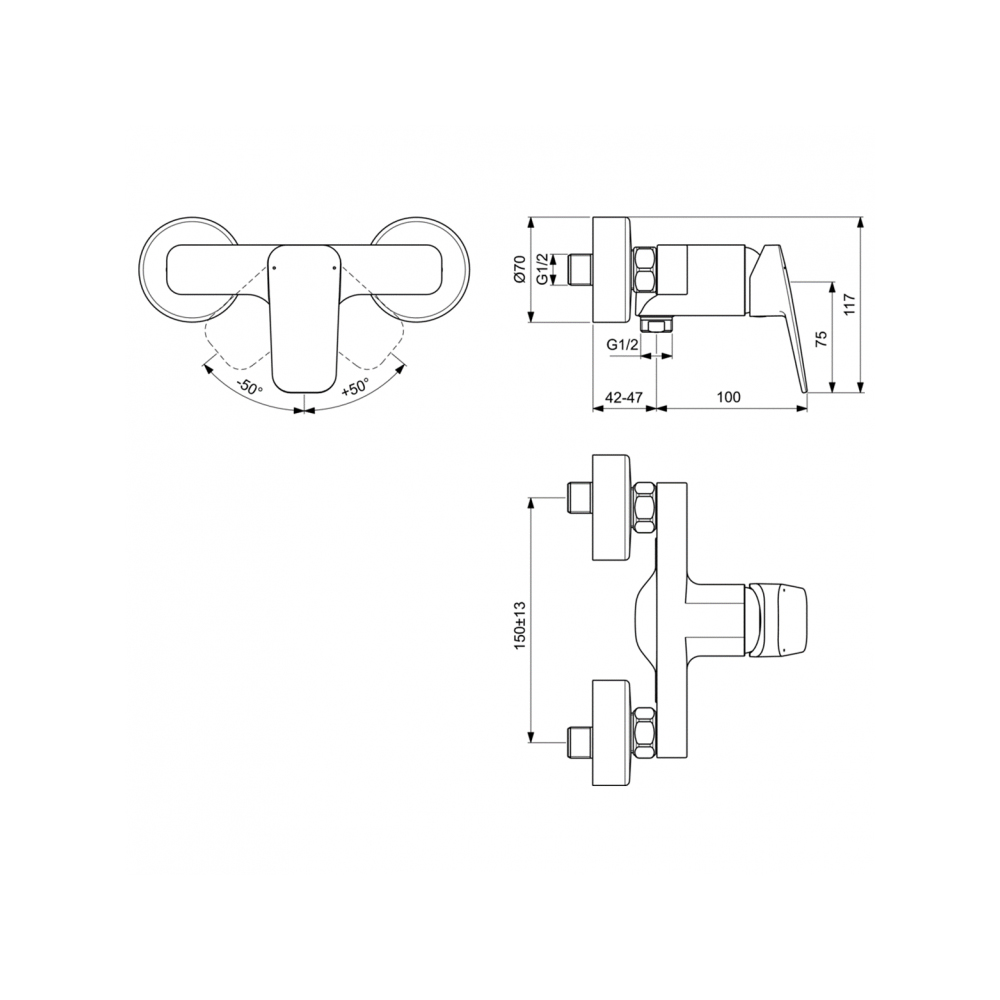 Смеситель для душа Ideal Standard Ceraplan BD250AA хром