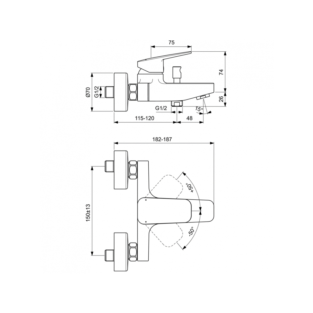 Смеситель для ванны Ideal Standard Ceraplan BD256AA хром