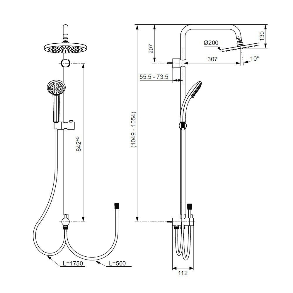 Душевая система Ideal Standard Idealrain Eco A6281AA хром