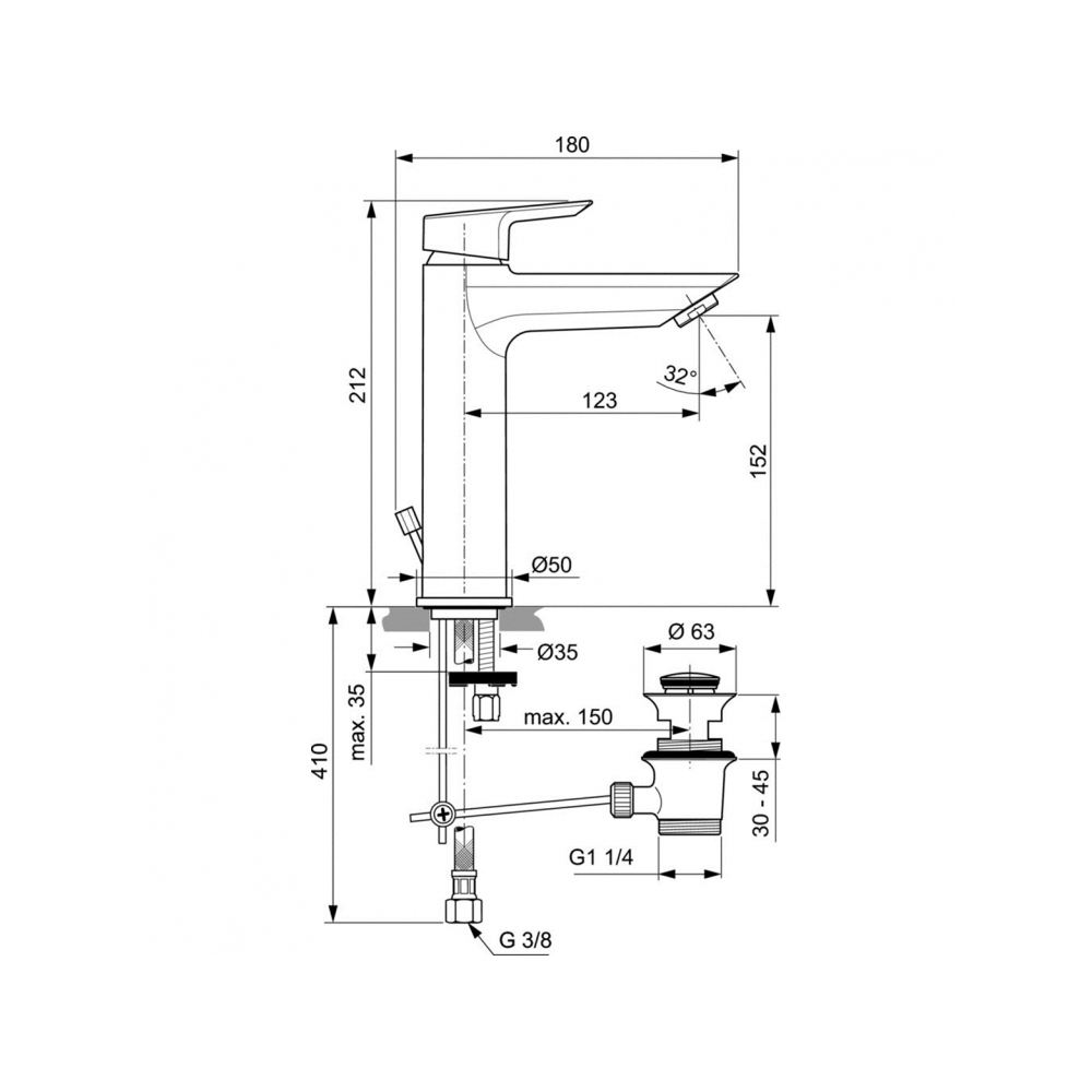 Смеситель для раковины Ideal Standard Tesi A6563AA хром