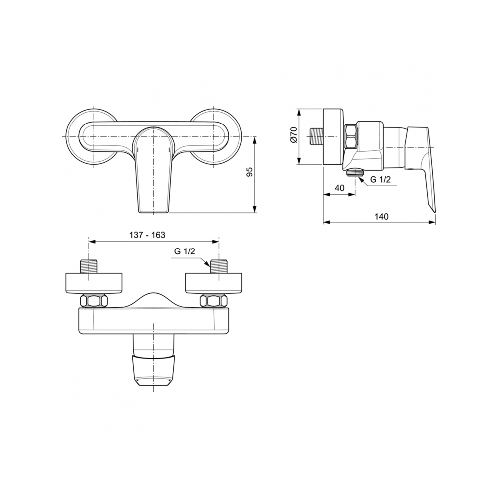 Смеситель для душа Ideal Standard Tesi A6581AA хром