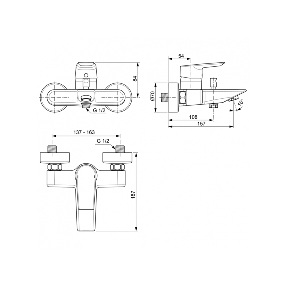 Смеситель для ванны Ideal (Идеал) Standard Tesi A6583AA хром