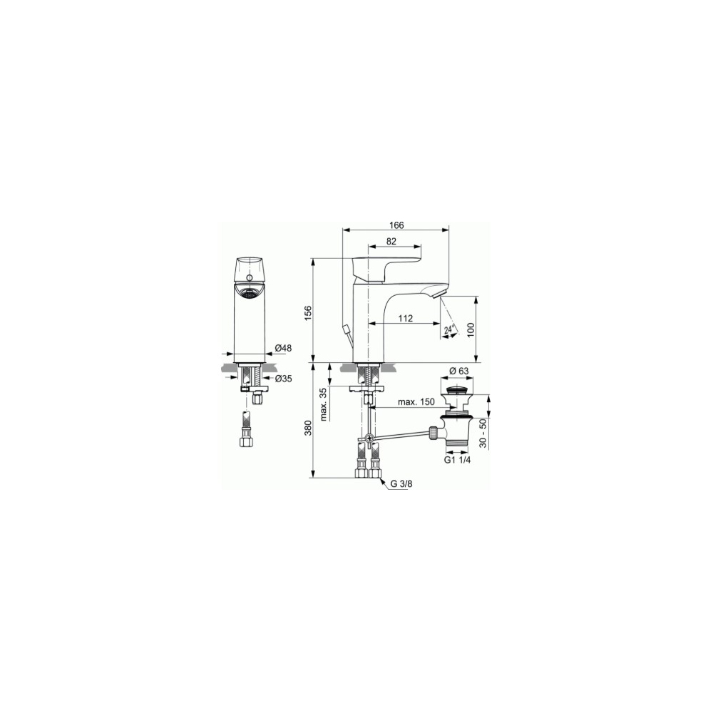 Смеситель для раковины Ideal (Идеал) Standard Connect Air A7021AA хром