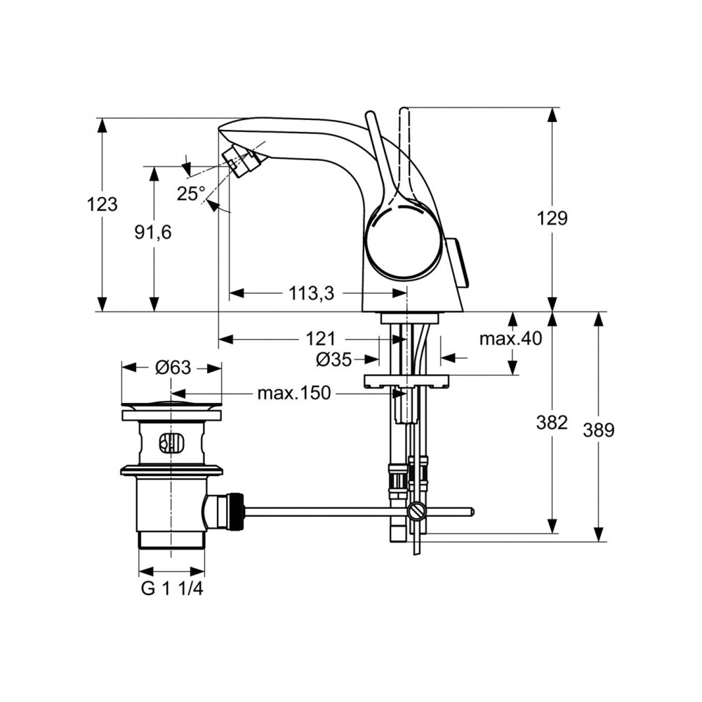 Смеситель для биде Ideal Standard Melange A4268AA хром