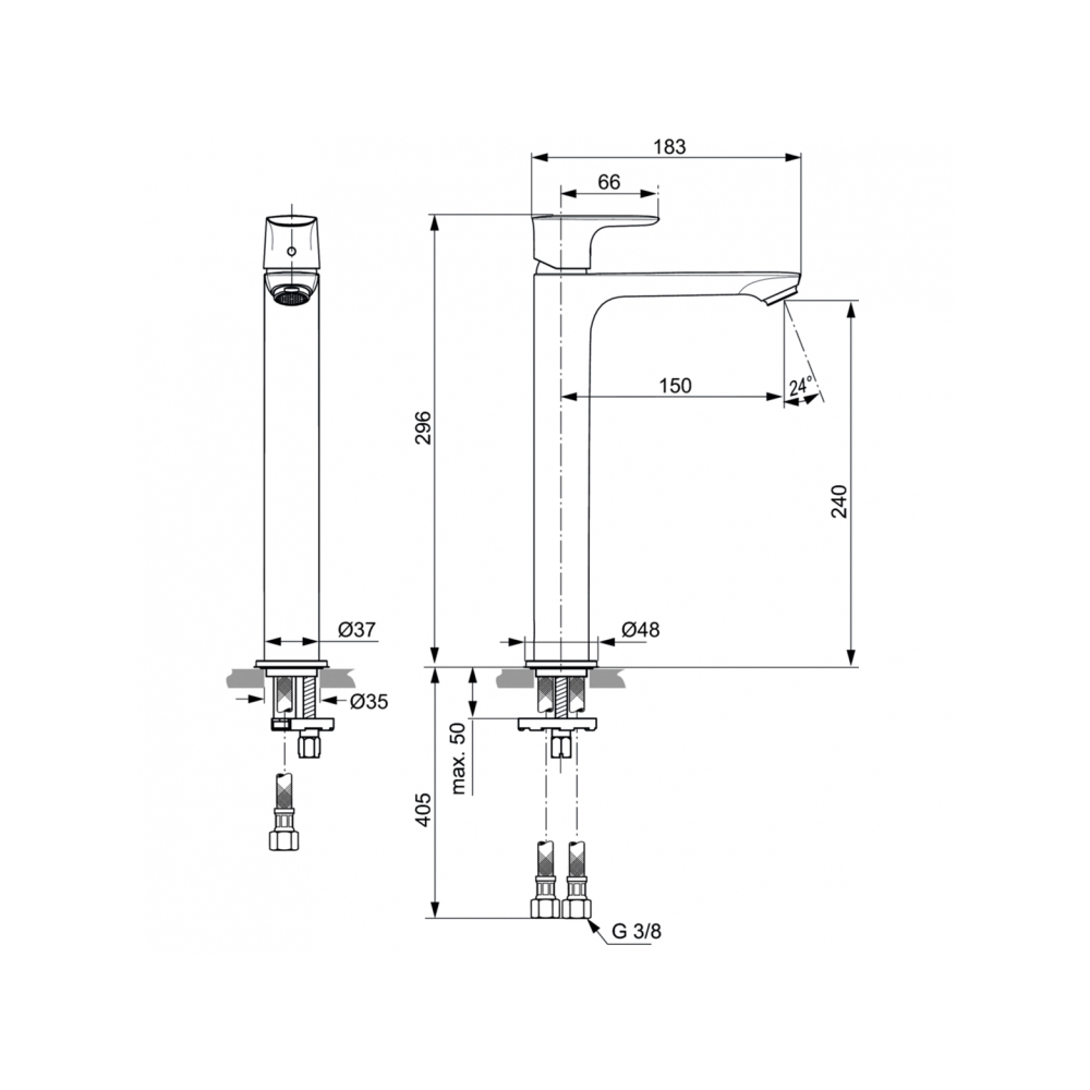 Смеситель для раковины Ideal (Идеал) Standard Connect Air A7027AA хром
