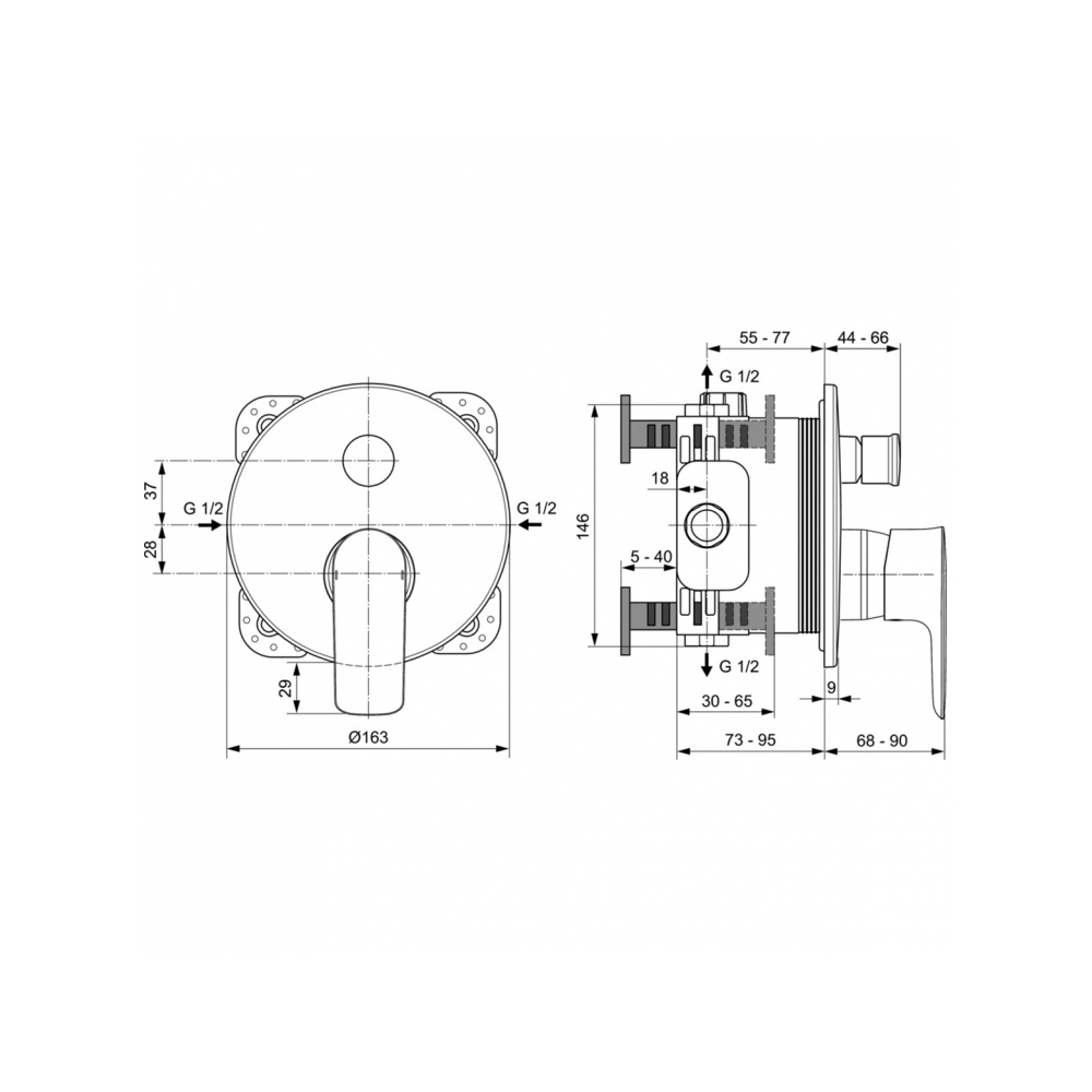 Смеситель для душа Ideal (Идеал) Standard Connect Air скрытого монтажа A7035A5 Магнит