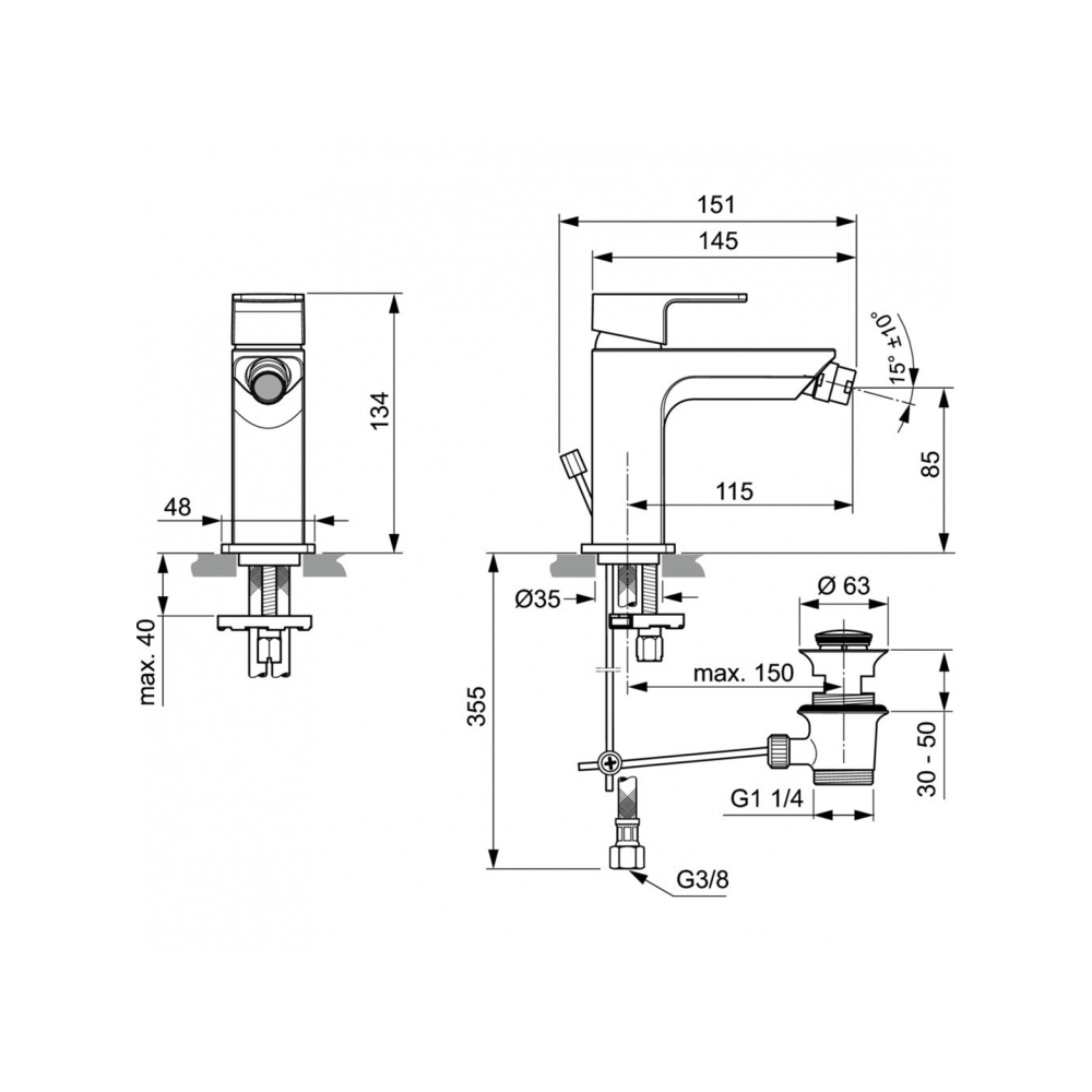 Смеситель для биде Ideal Standard Edge A7118AA хром