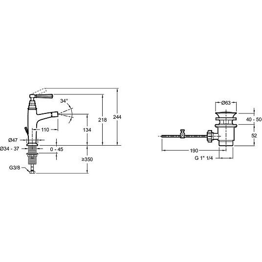 Смеситель для биде Jacob Delafon (Якоб Делафон) Cleo 1889 E24310-CP, хром