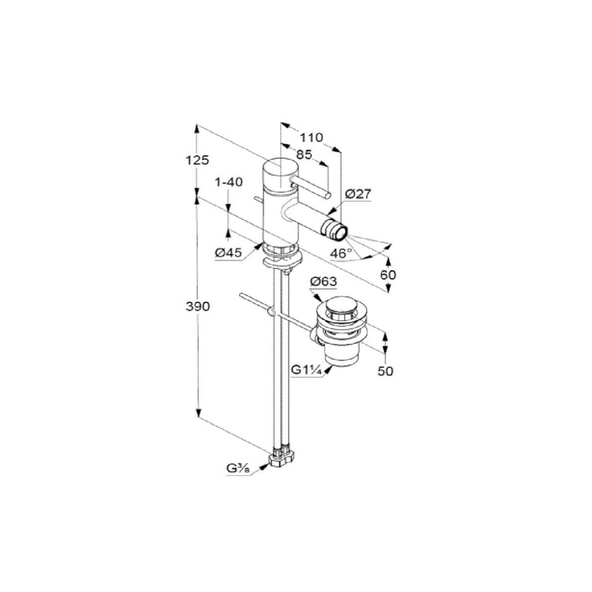 Смеситель для биде Kludi (Клуди) Bozz 38533N076, брашированное золото