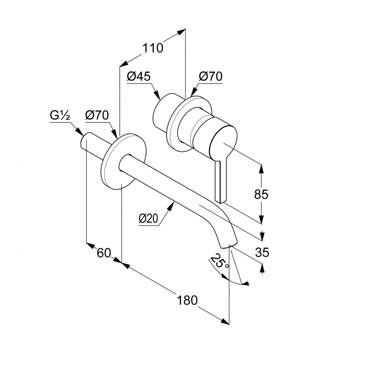 Смеситель для раковины Kludi (Клуди) Nova Fonte Pura 202440515 скрытого монтажа, хром