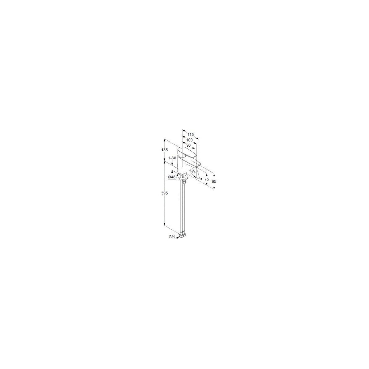 Смеситель для раковины Kludi (Клуди) Pure&Solid 340280575, хром