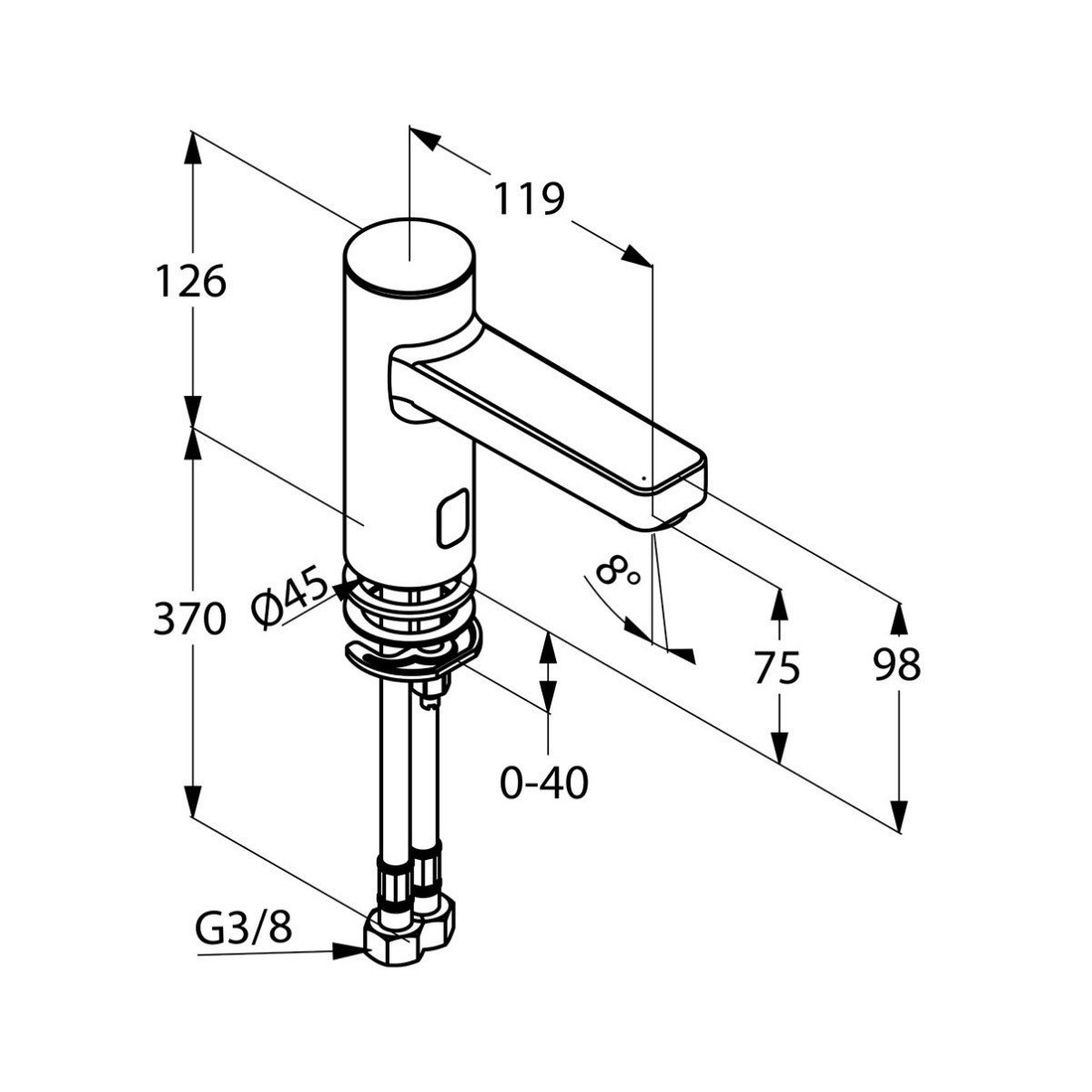 Смеситель для раковины Kludi (Клуди) Zenta E 3810205 сенсорный, хром