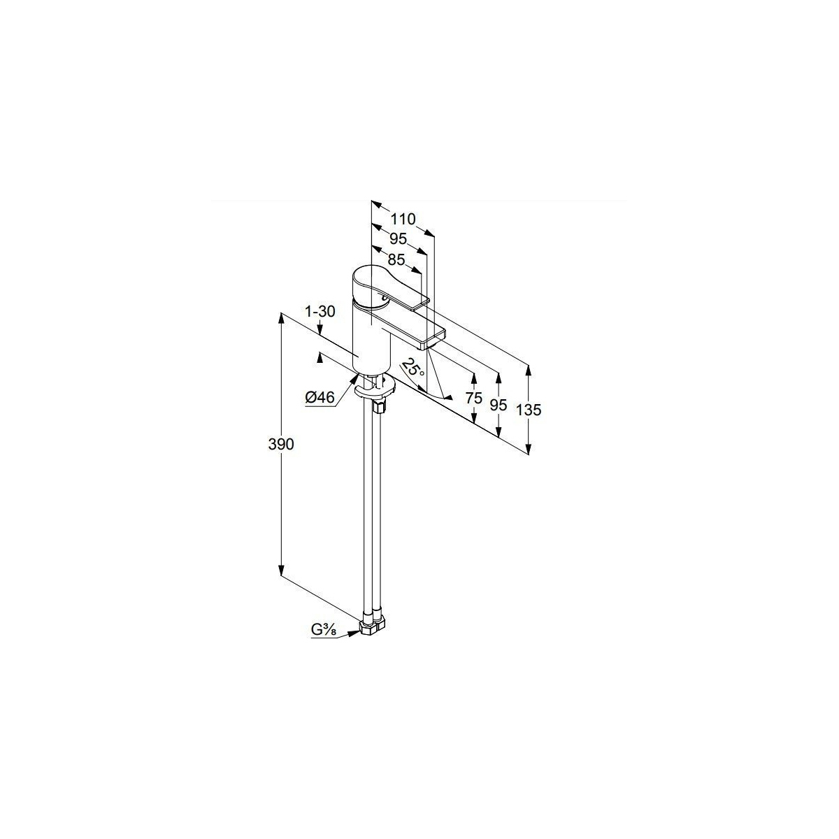 Смеситель для раковины Kludi (Клуди) Zenta SL 482620565, хром