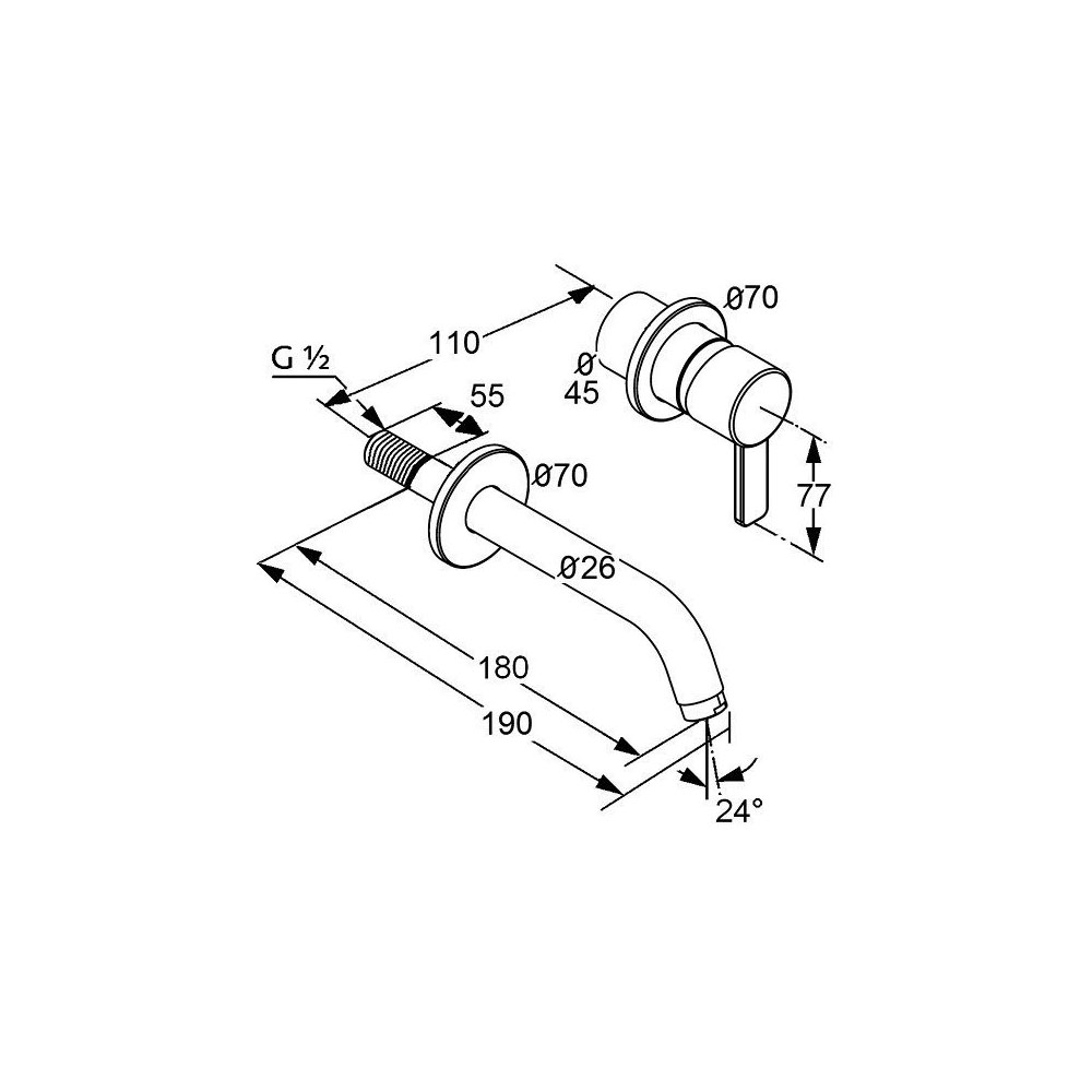 Смеситель для раковины Kludi (Клуди) Zenta 382440575 скрытого монтажа, внешняя часть, хром