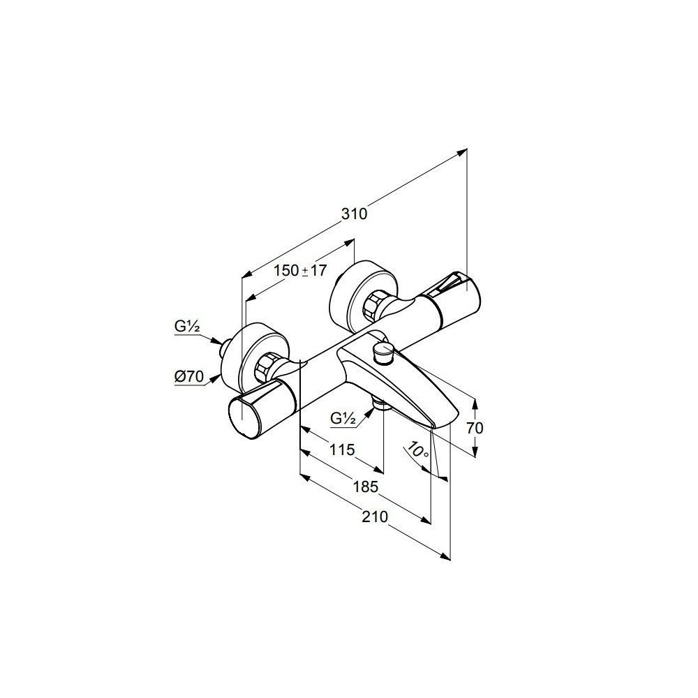 Смеситель для ванны Kludi (Клуди) Zenta 351010538 с термостатом, хром