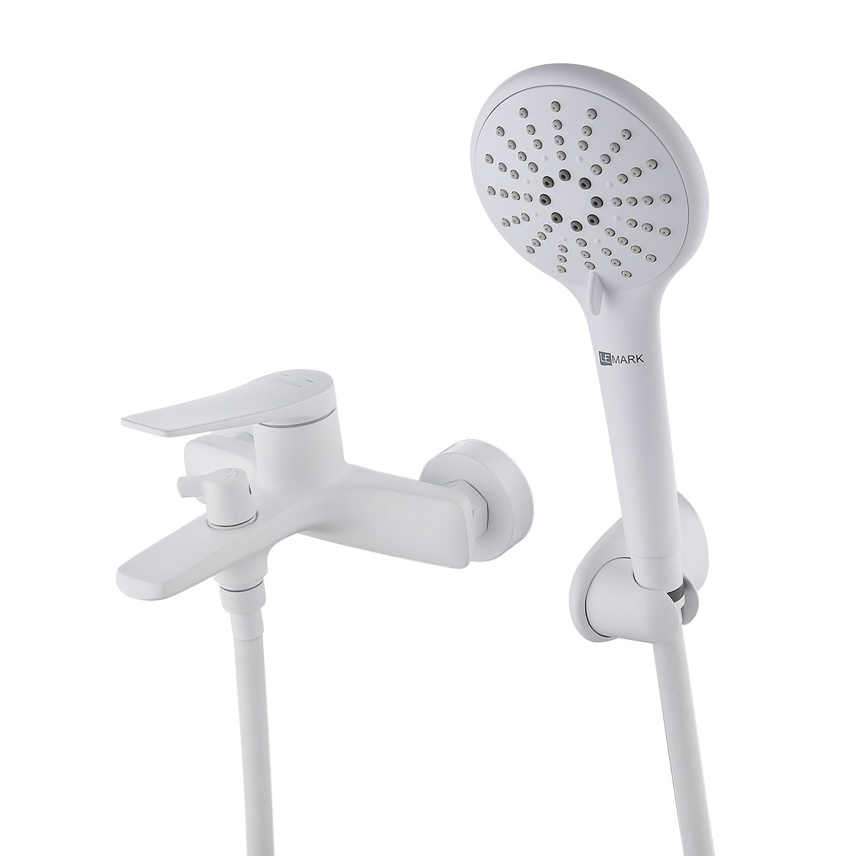 Смеситель Lemark (Лемарк) Bronx для ванны с монолитным изливом (LM3714MW) белый