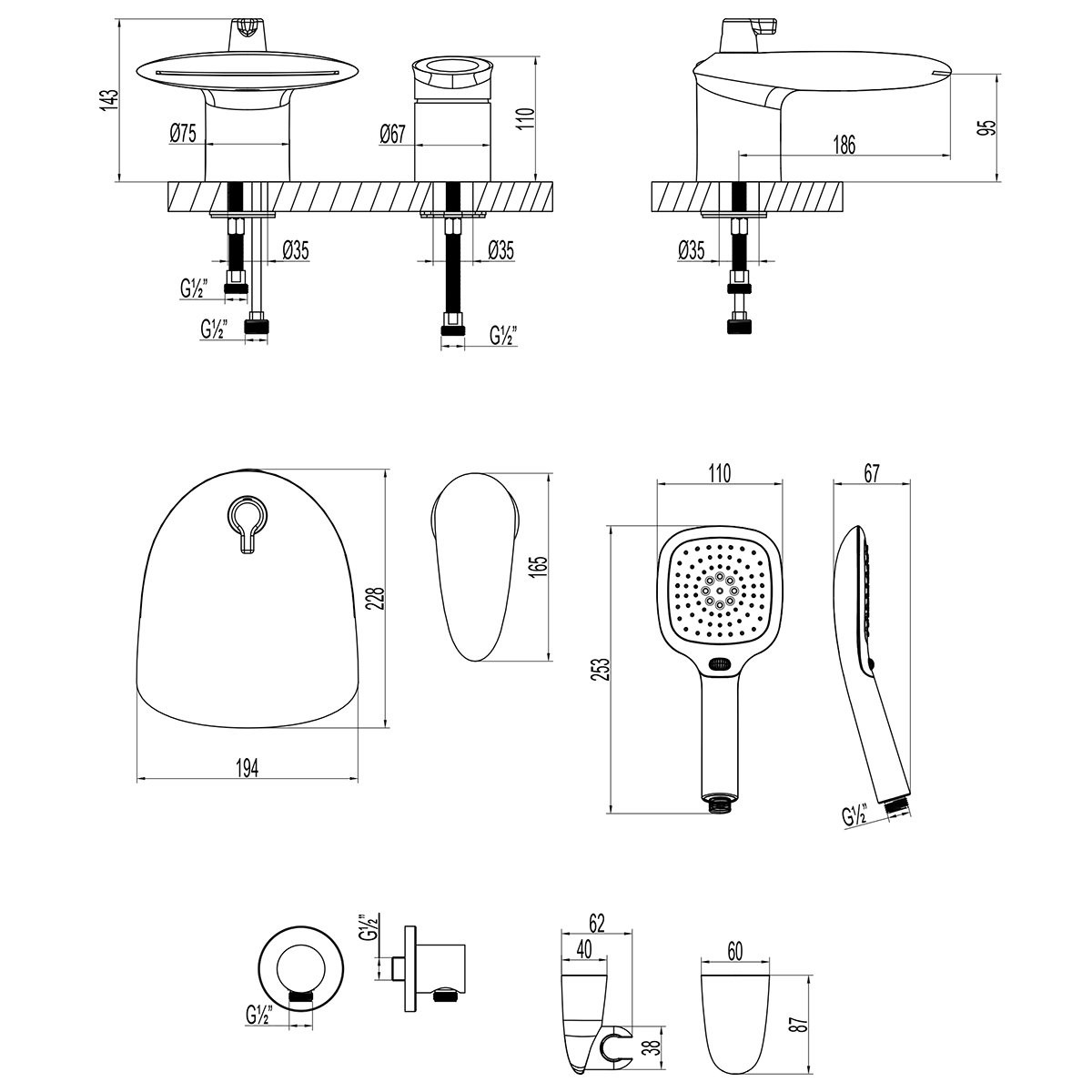 Смеситель Lemark (Лемарк) Status на борт ванны (LM4447C) хром