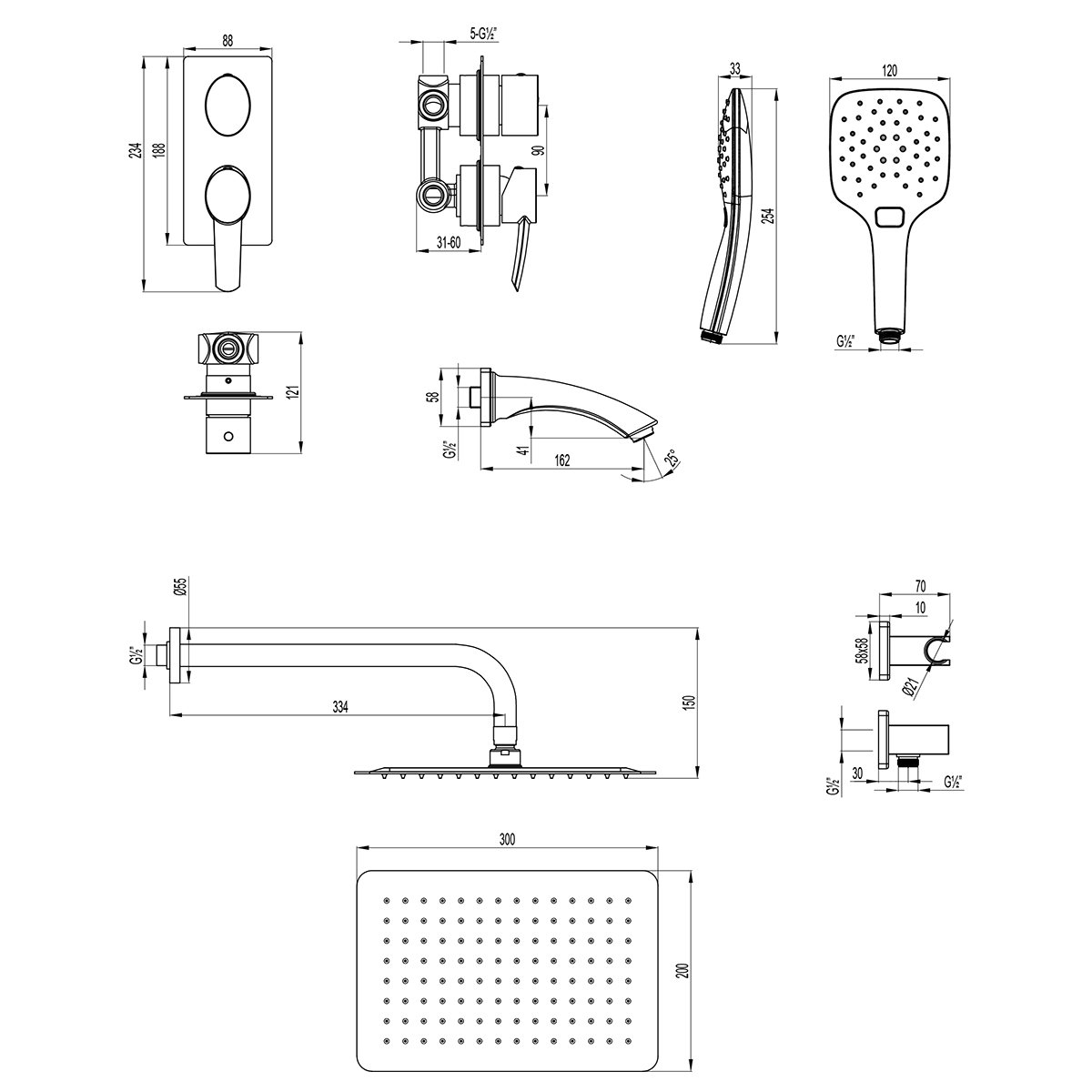 Смеситель Lemark (Лемарк) Atlantiss для ванны и душа встраиваемый (LM3242C) хром
