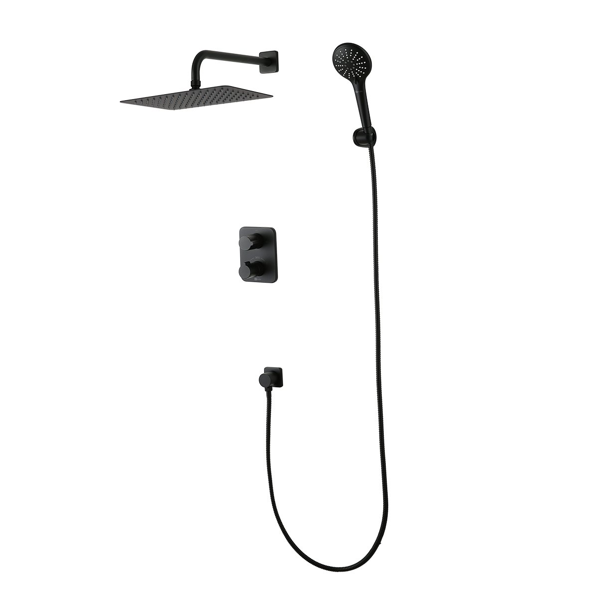 Смеситель Lemark (Лемарк) Bronx для ванны и душа термостатический встраиваемый (LM3749BL) черный