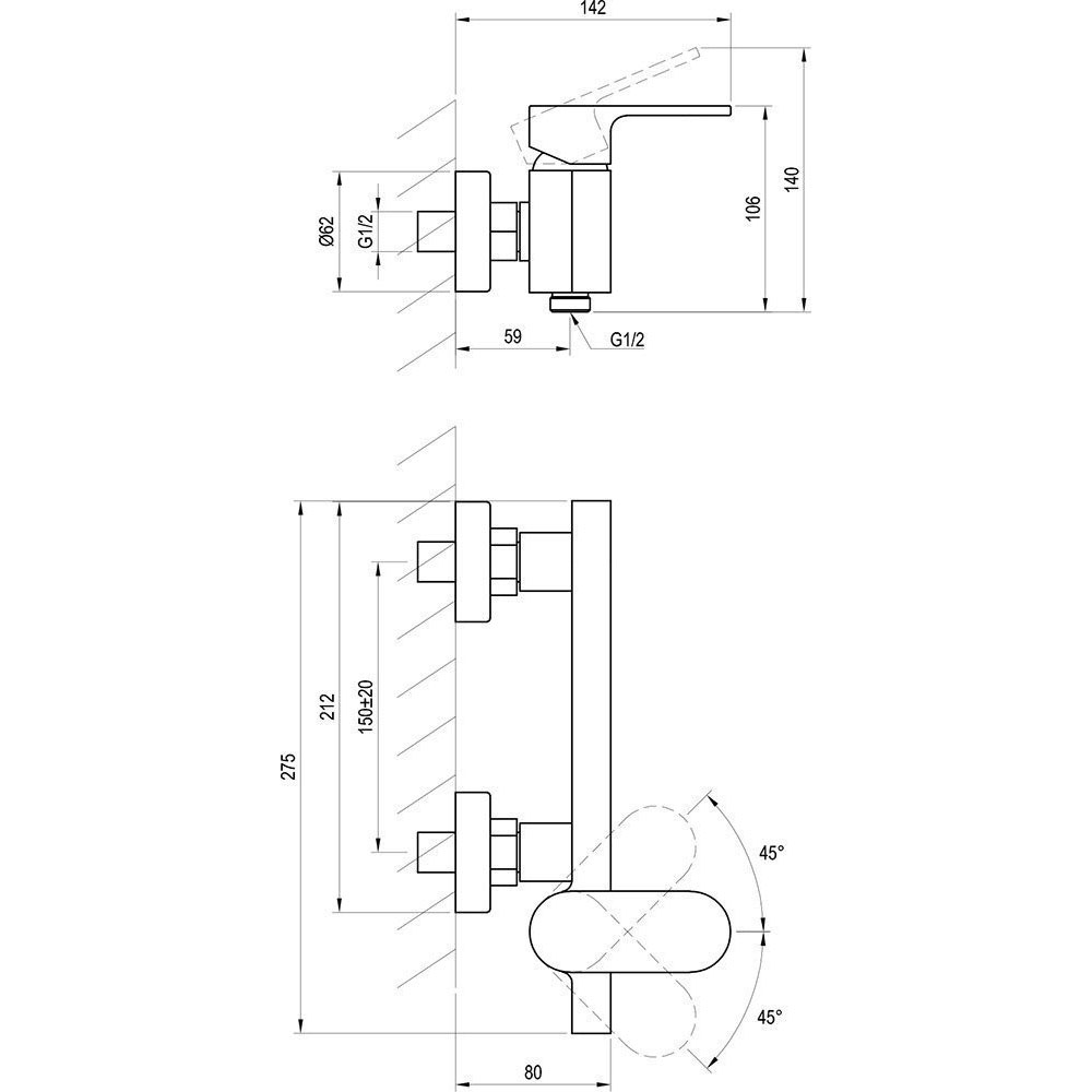 Смеситель для душа Ravak (Равак) Chrome CR 032.00/150 X070043, хром