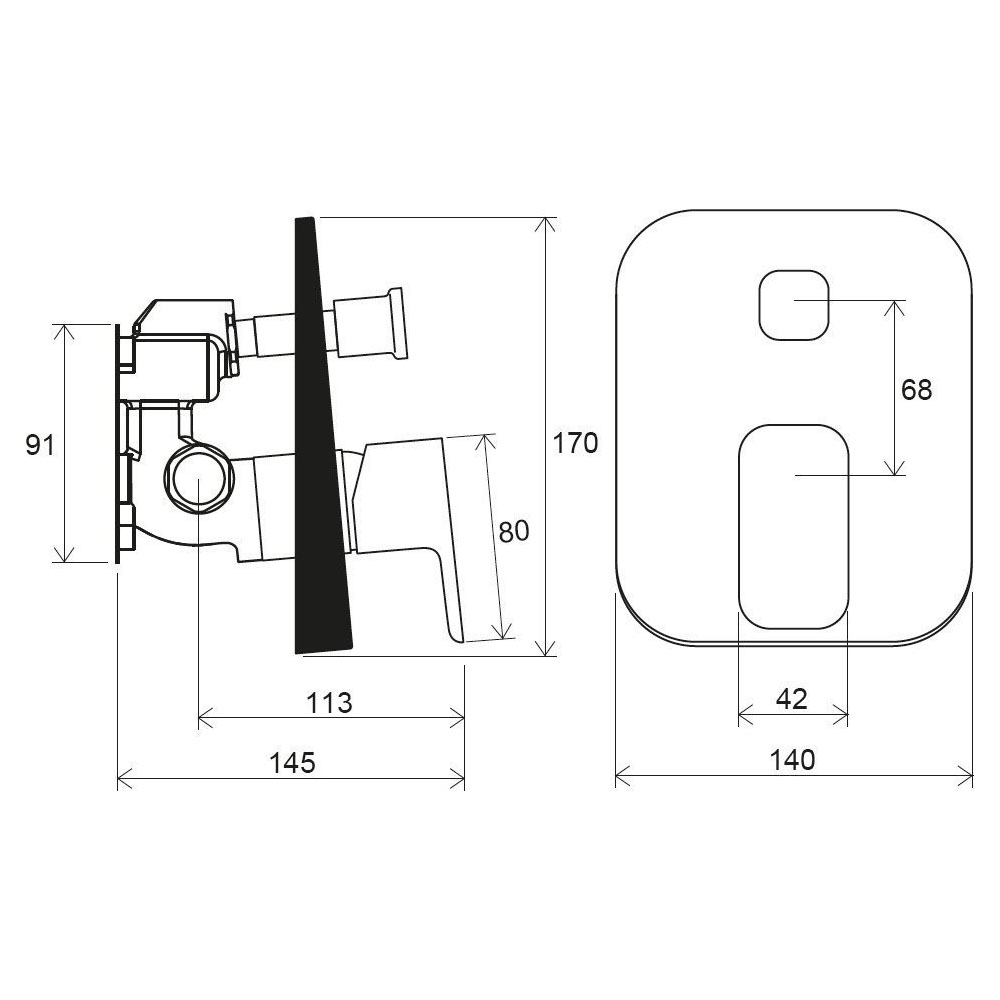Смеситель для ванн Ravak (Равак) 10° Free TD F 065.00 X070136 скрытого монтажа с переключателем, хром