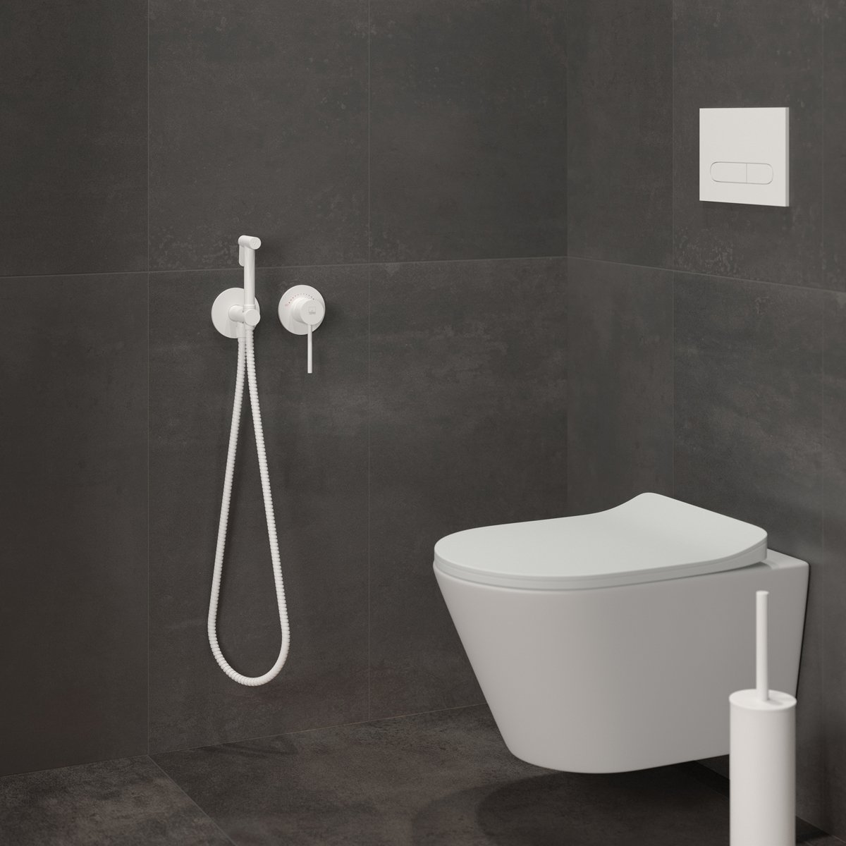 Смеситель встроенный с гигиеническим душем с защитой от ожогов Timo (Тимо) Saona белый матовый (2339/16SM)