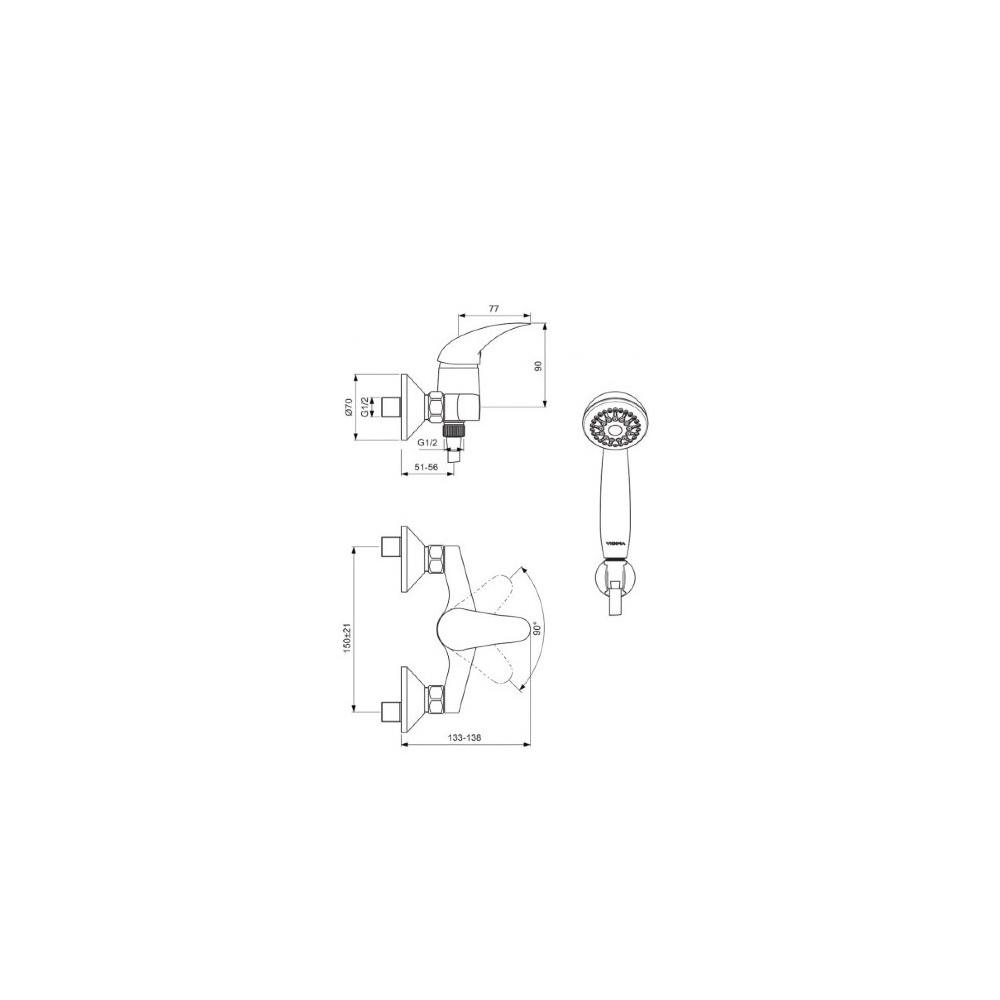 Смеситель для душа Vidima (Видима) Orion BA003AA, хром