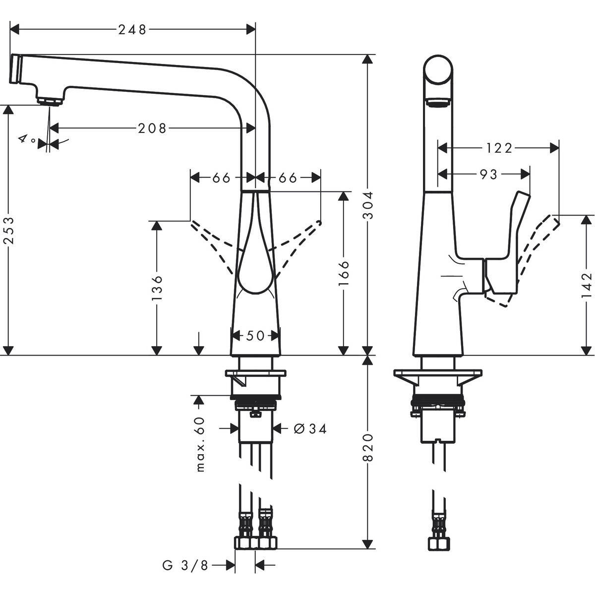 Смеситель для кухни Hansgrohe Metris Select 240 14847000 хром
