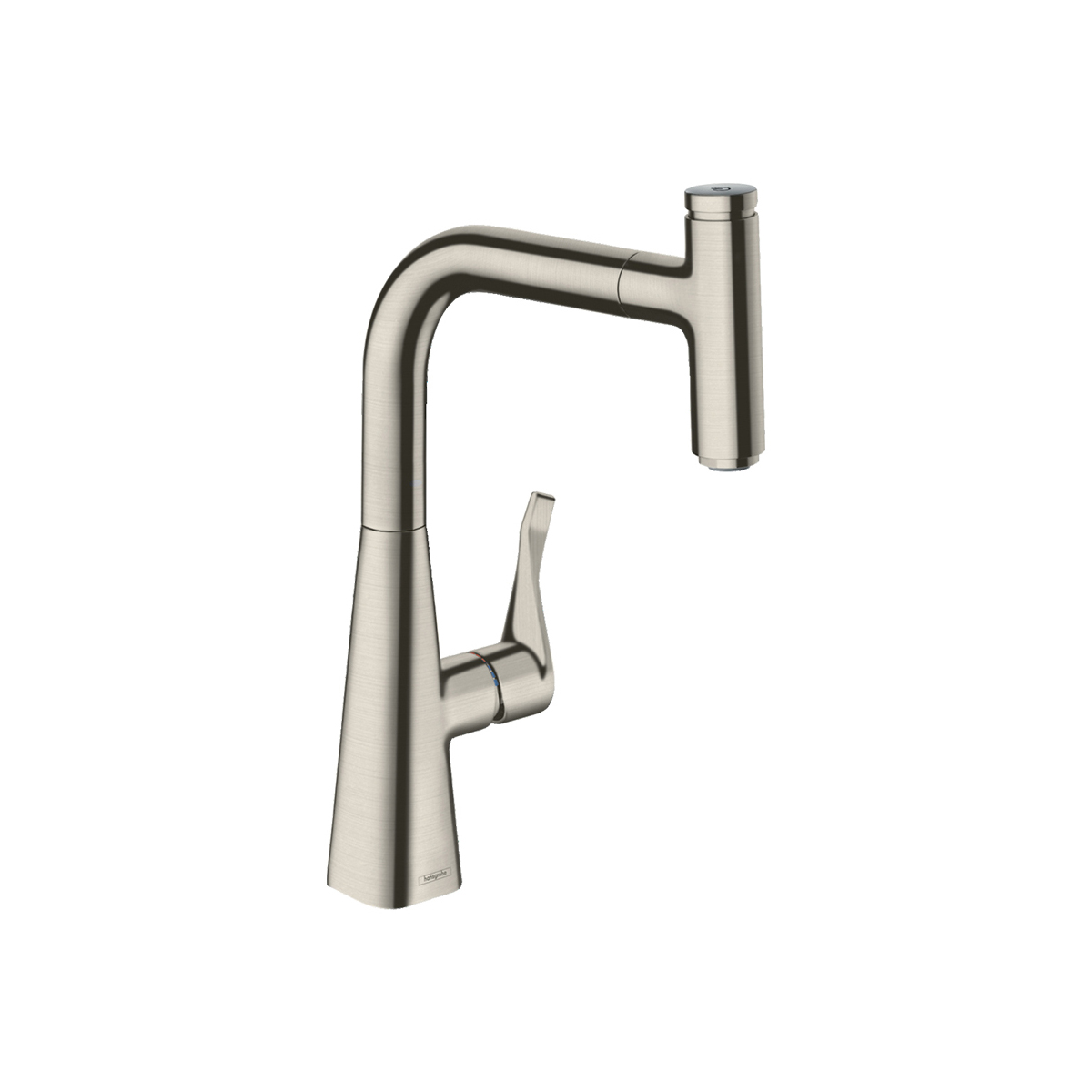 Смеситель для кухни Hansgrohe (Хансгрое) Metris Select M71 240 с вытяжным изливом 1jet 14857800 сталь