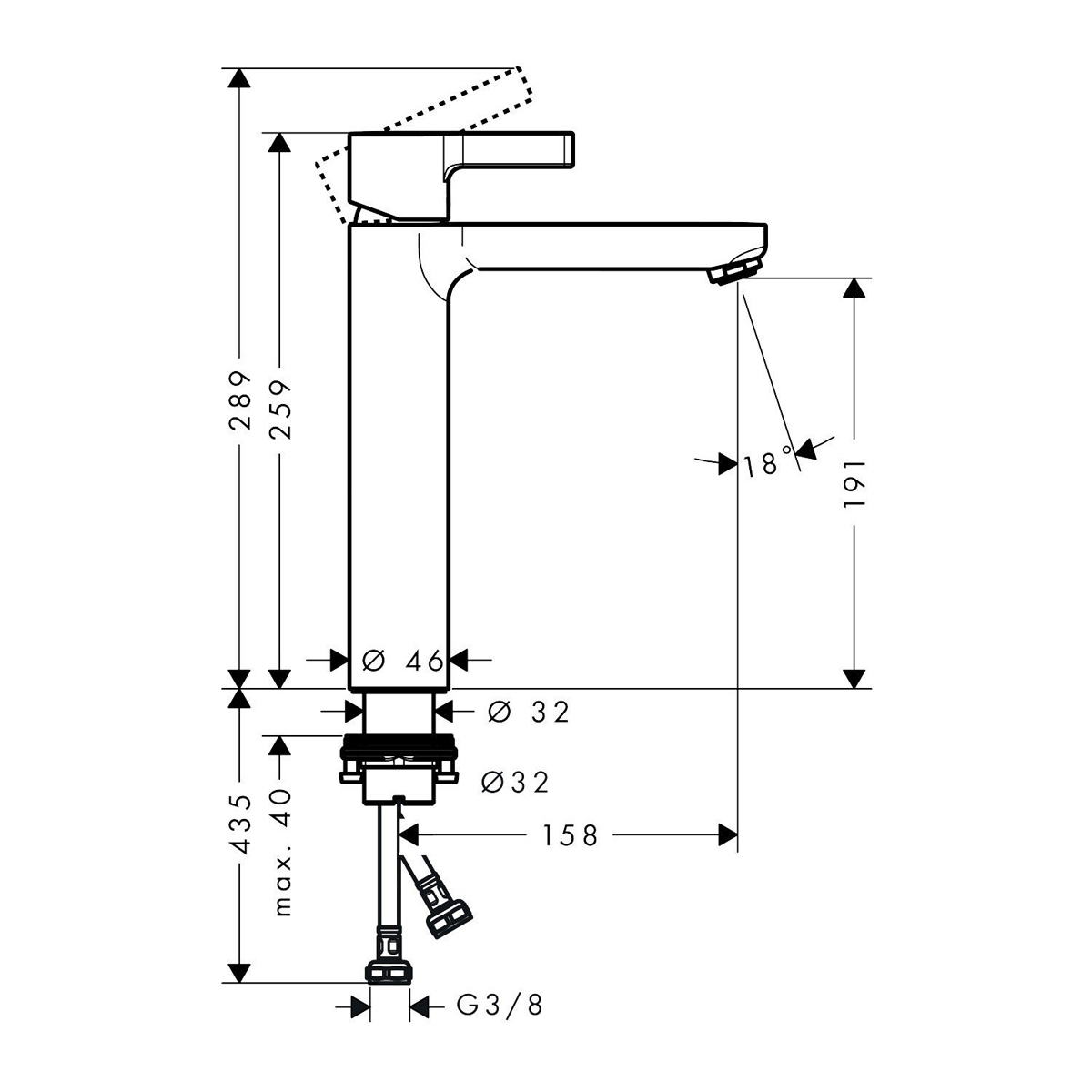 Смеситель для раковины Hansgrohe (Хансгрое) Metris S без сливного набора 31026000 хром