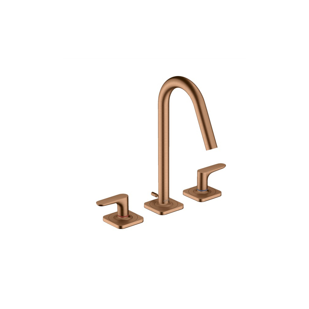 Смеситель для раковины Hansgrohe (Хансгрое) Axor Citterio M на 3 отверстия 160 с рычаговыми рукоятками с отдельными розетками 34133140 шлифованная бронза