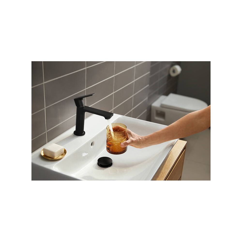 Смеситель для раковины Hansgrohe (Хансгрое) Rebris E 110 CoolStart без сливного гарнитура 72560670 черный матовый