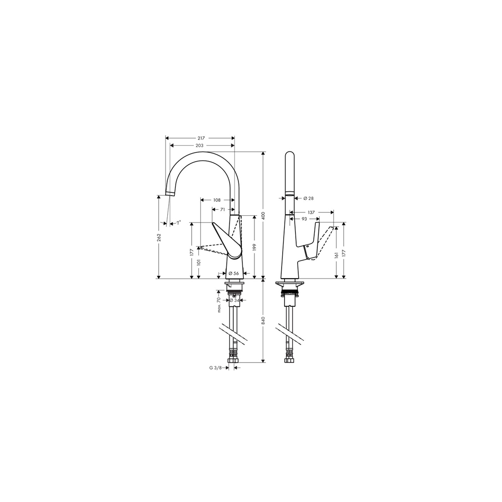 Смеситель для кухни Hansgrohe (Хансгрое) Talis M51 однорычажный 200 с вытяжным душем 2jet 72813800 сталь
